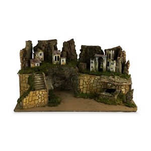 Paesaggio Elettrificato con Fuoco, Fontana e Luci 78x45x36 in Scala 1:20 per Presepi