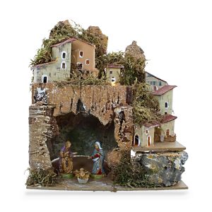 Paesaggio con Grotta e Luci 20x14x26 cm con Natività Mini 6