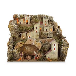 Paesaggio per Presepe con Luci 20x14x18 cm con Personaggi 3,5 cm