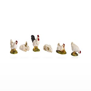 6 Animali da Cortile Bianchi Standard 10 per Presepe in Scala 1:20