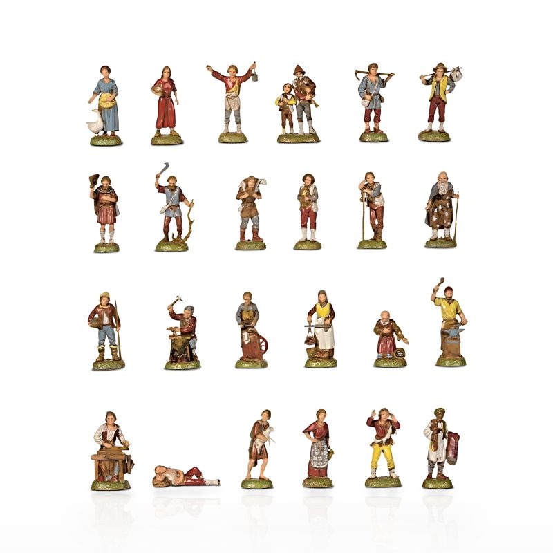 Set 6 Pastori Assortiti Mini 6 Napoletano per Presepi in Scala 1:32