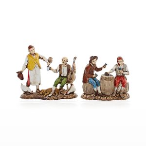 Set Giocatori di Carte, Scena Oste e Bevitore Compact 8 per Presepi in Scala 1:22