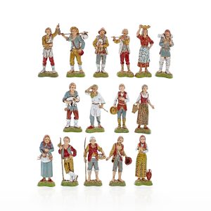 Set Pastori 16 Soggetti Standard 10 Stile Napoletano per Presepe in Scala 1:20