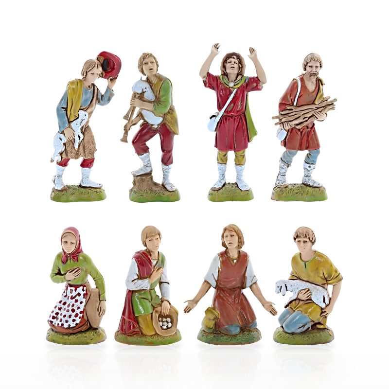 Set Pastori 8 Soggetti Standard 10 Stile Napoletano per Presepe in Scala 1:20