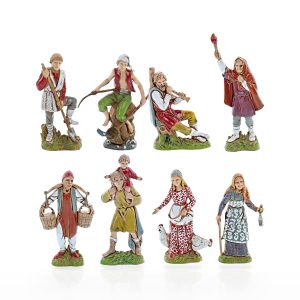 Set Pastori 8 Soggetti Standard 10 Stile Napoletano per Presepe in Scala 1:20
