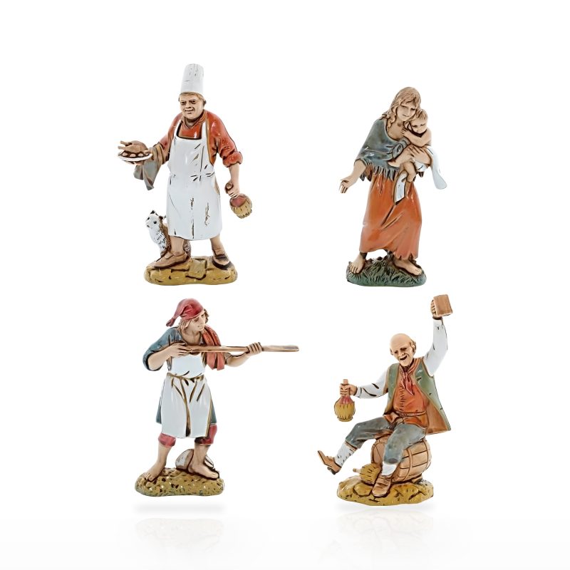 Set Soggetti Napoletani 4 Soggetti Standard 10 Stile Napoletano per Presepe in Scala 1:20