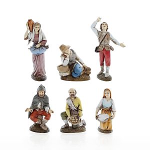 Set 6 Pastori Medio 12 Stile Napoletano per Presepe in Scala 1:15