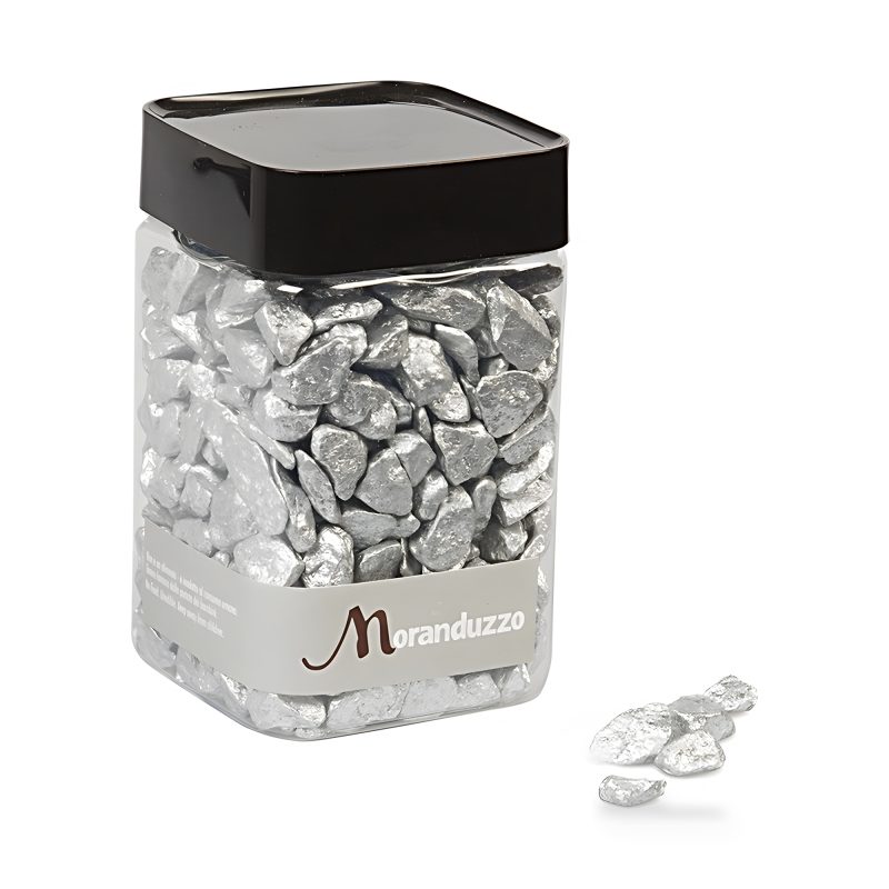 Silberne Dekosteine 9-13mm 550g, Vasendeko, Moranduzzo