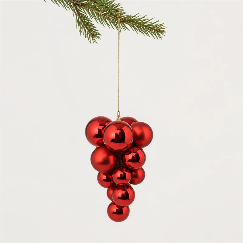 Grappolo 13 sfere Ø 30 40 50 mm rosso metallizzato satinato