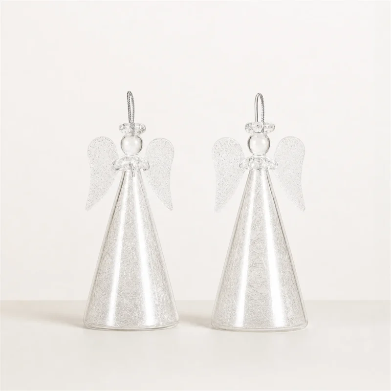 Set 2 Ornamenti per Albero in Vetro Soffiato h cm 10 Angelo Prime
