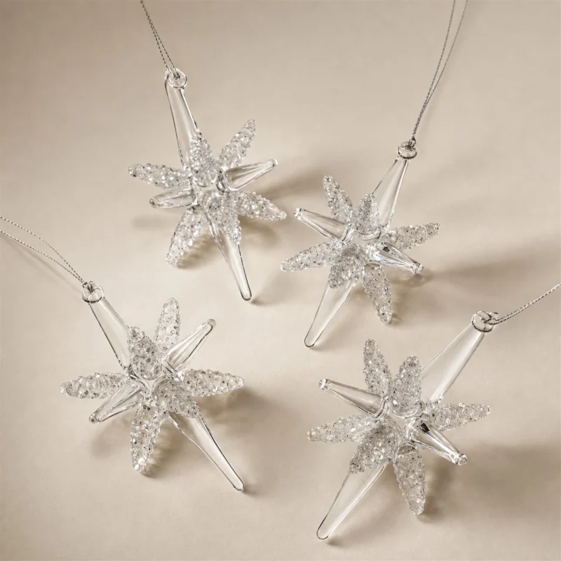 Set 4 stella di ghiaccio h 9 cm