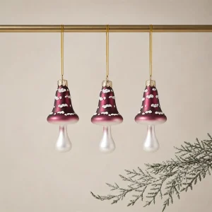 Set 3 funghi pois h 9 cm bianco marsala