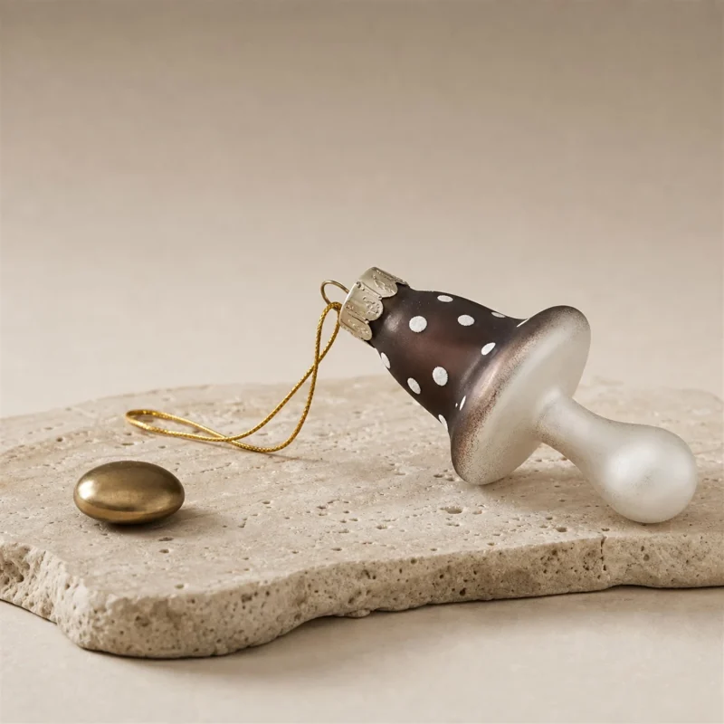 Set 3 funghi pois h 9 cm bianco marrone