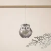 Set 2 Gufetti in Vetro con Perline h 9 cm Argento