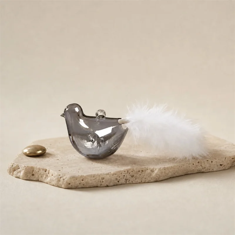 Conjunto de 3 pájaros con cola de plumas h 7 cm