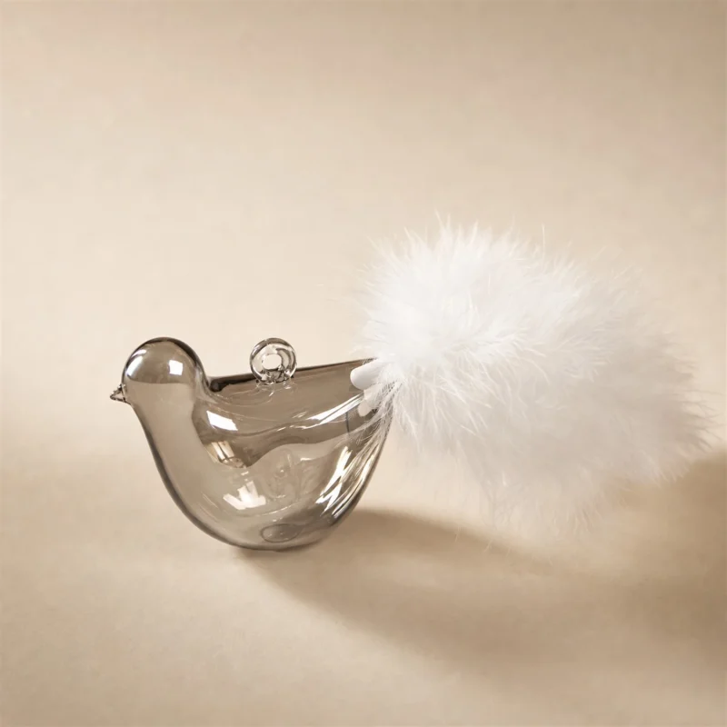 Conjunto de 3 pájaros con cola de plumas h 7 cm
