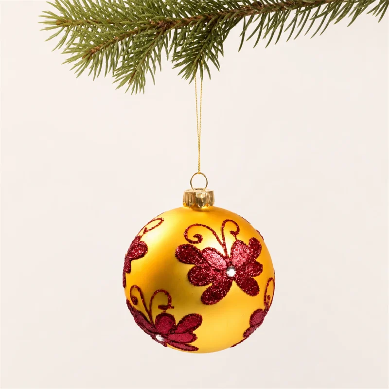 Set 3 sfere decorate Ø 80 mm rosso decor
