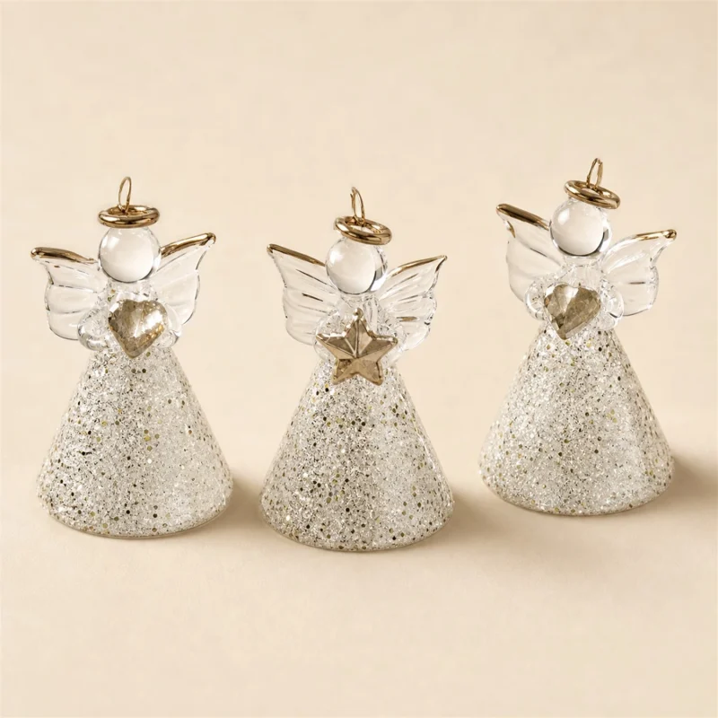 Set 3 Engel h 5 cm Champagner