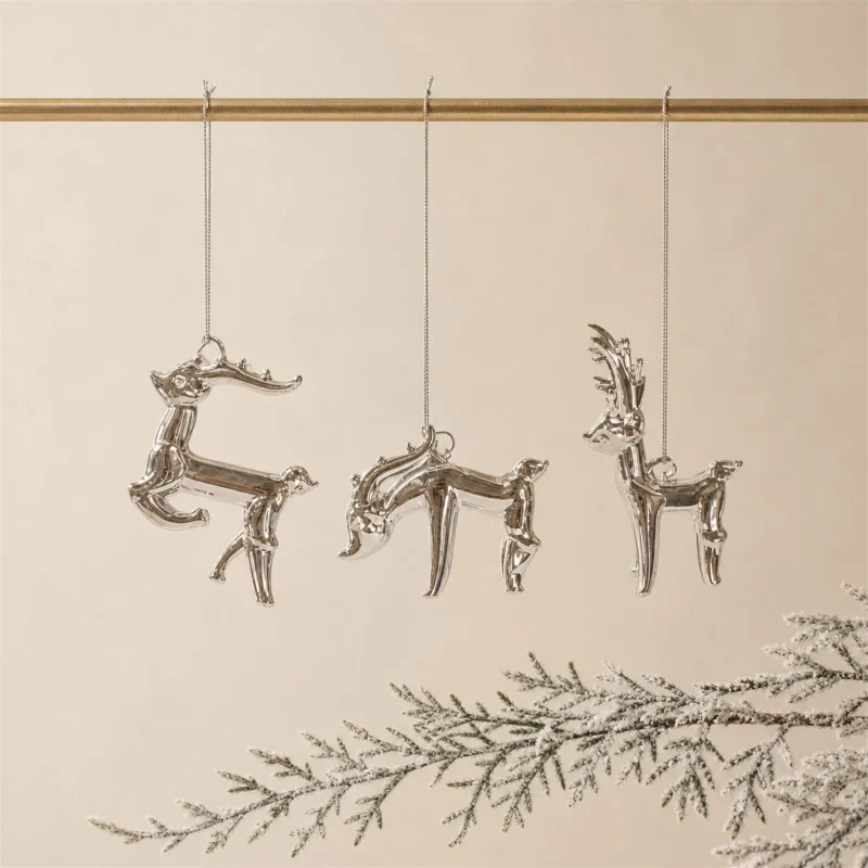 Set 3 metallic reindeer h 6 cm