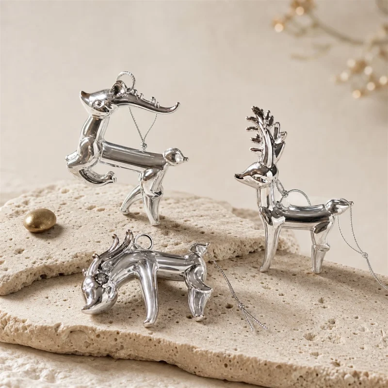 Set 3 metallic reindeer h 6 cm