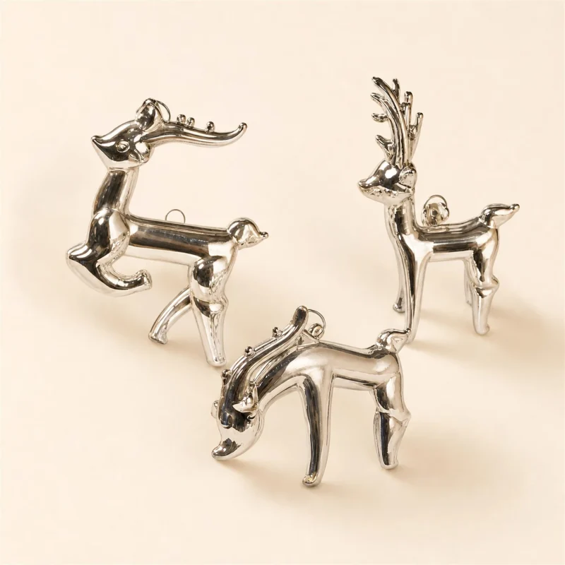 Set 3 metallic reindeer h 6 cm