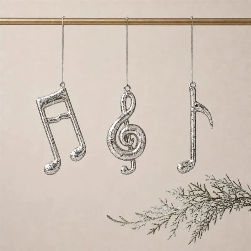 Juego de notas musicales de plata h 10 cm