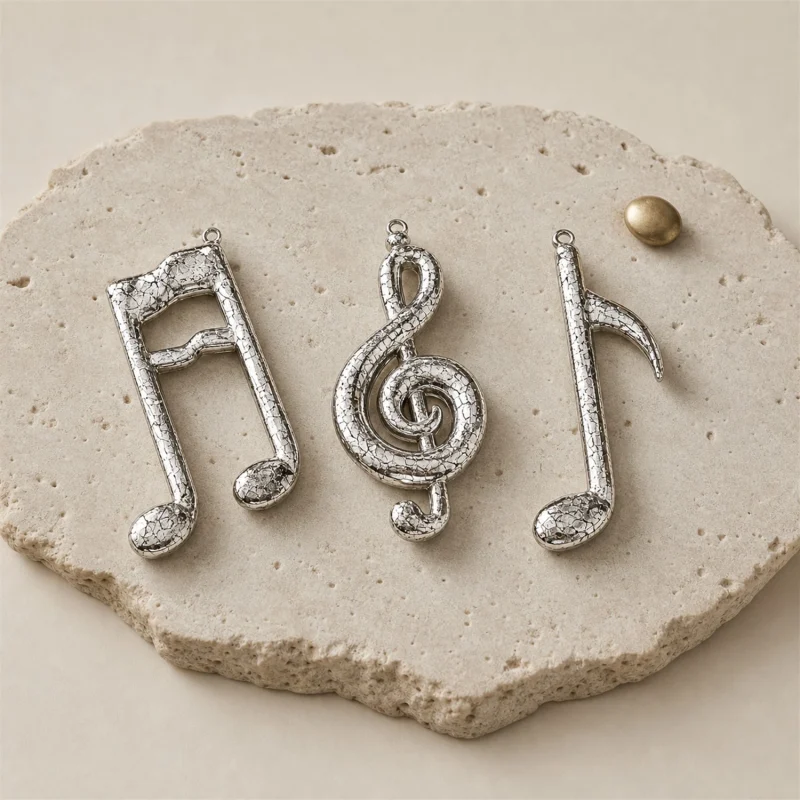 Juego de notas musicales de plata h 10 cm
