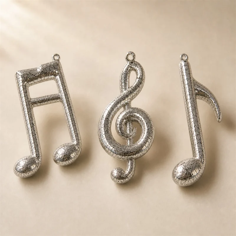 Juego de notas musicales de plata h 10 cm