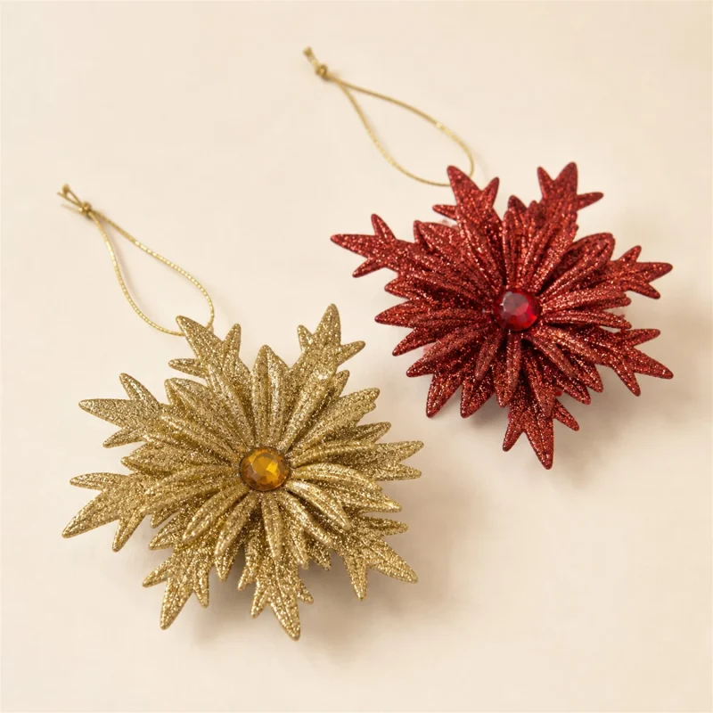 Set 4 Geschenk Blumenschmuck rot gold h 12 cm