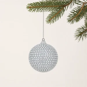 Set 6 sfera strass argento Ø 8 cm