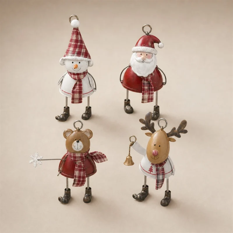 Soggetti in metallo Santa Snowman Orso Renna h 11 cm