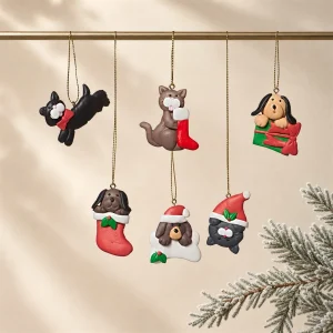 Set 6 Soggetti in fimo bubbolo cani gatti h 4 cm