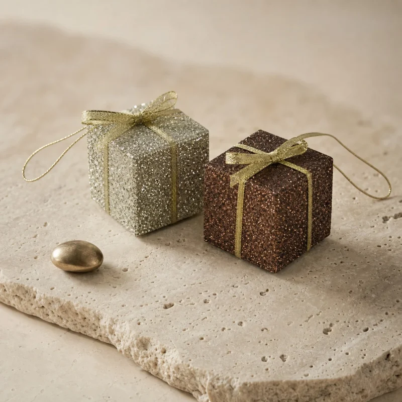 Zylinder 12 Glitzerpäckchen 3.5 cm champagnerbraun
