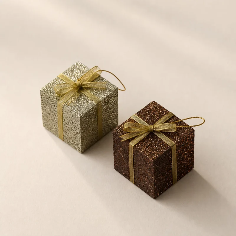 Zylinder 12 Glitzerpäckchen 3.5 cm champagnerbraun