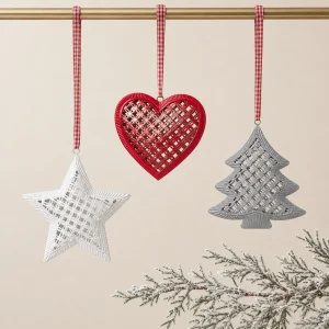 Set 3 Soggetti metal classic rosso bianco grigio h 11 cm