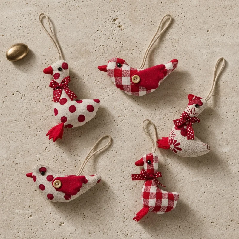 Set 6 Animal Nines rosso h 10 cm oca uccellino