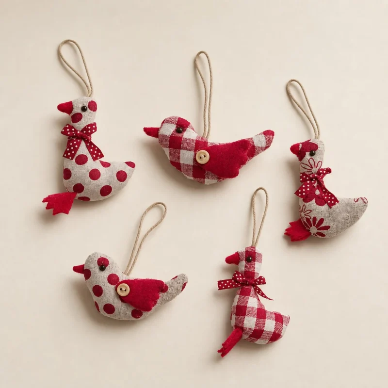 Set 6 Animal Nines rosso h 10 cm oca uccellino