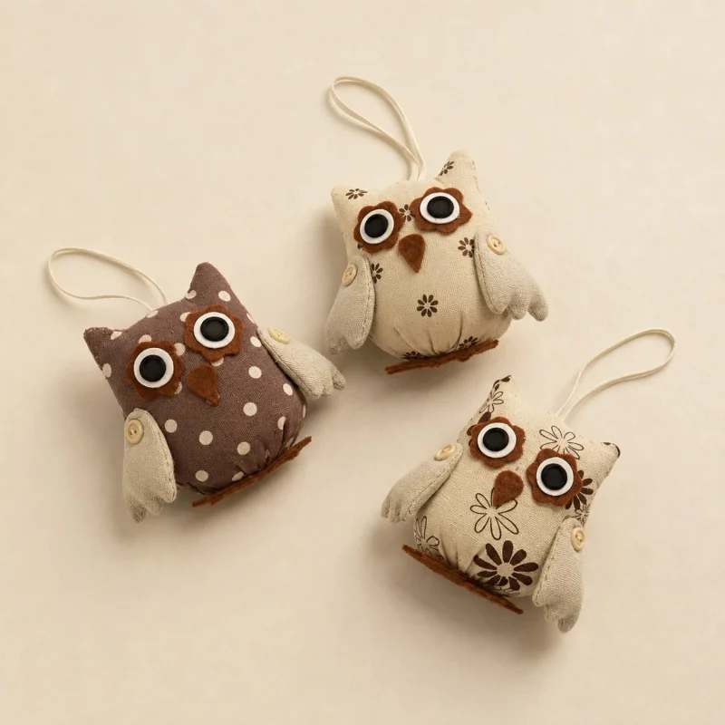 Set 3 Gufi Nines marrone h 10 cm