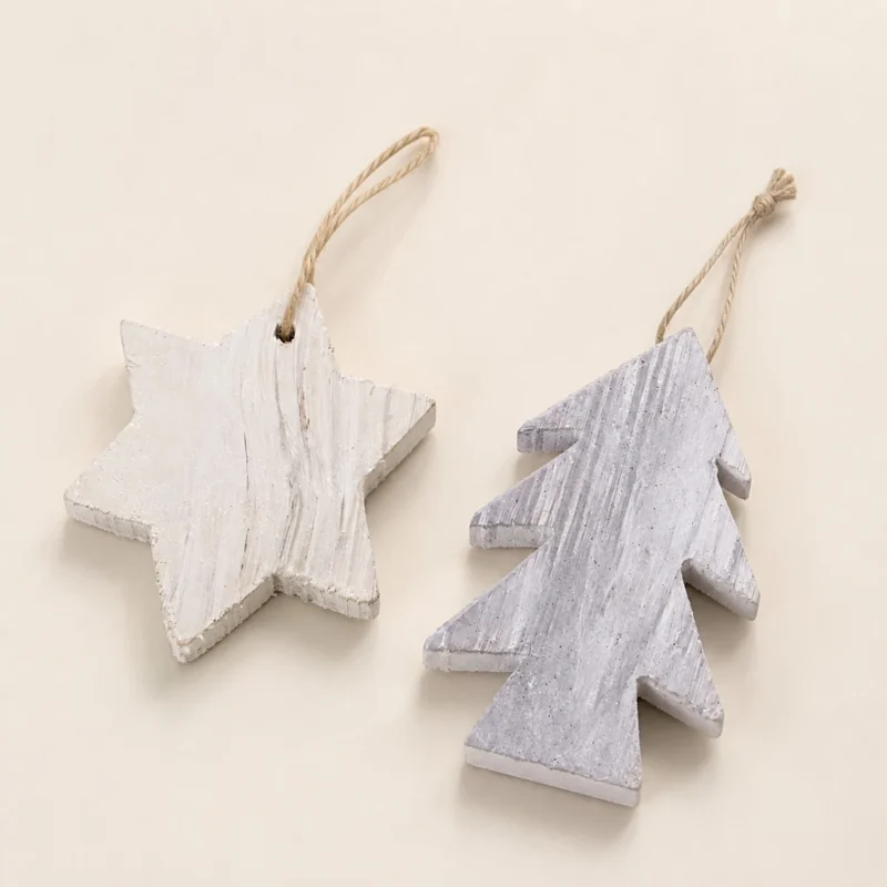 Set 2 Soggetti stilizzati in legno h 8 cm