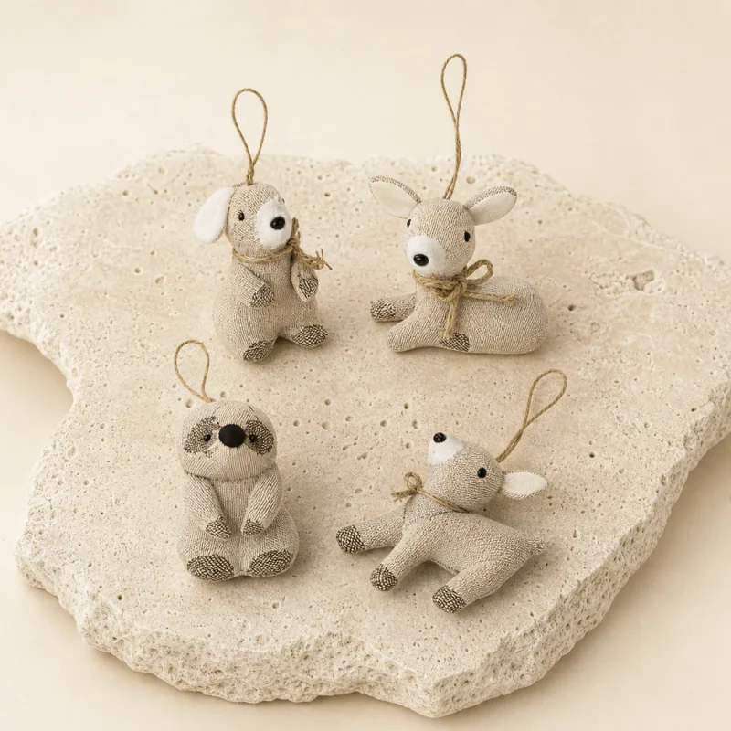 Set 4 animaletti rustico casale h 10 cm assortiti