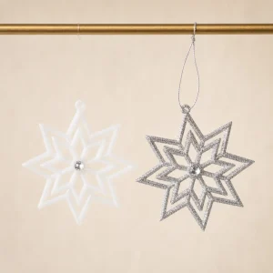 Hollow star h 12 cm 2 assortimenti bianco argento