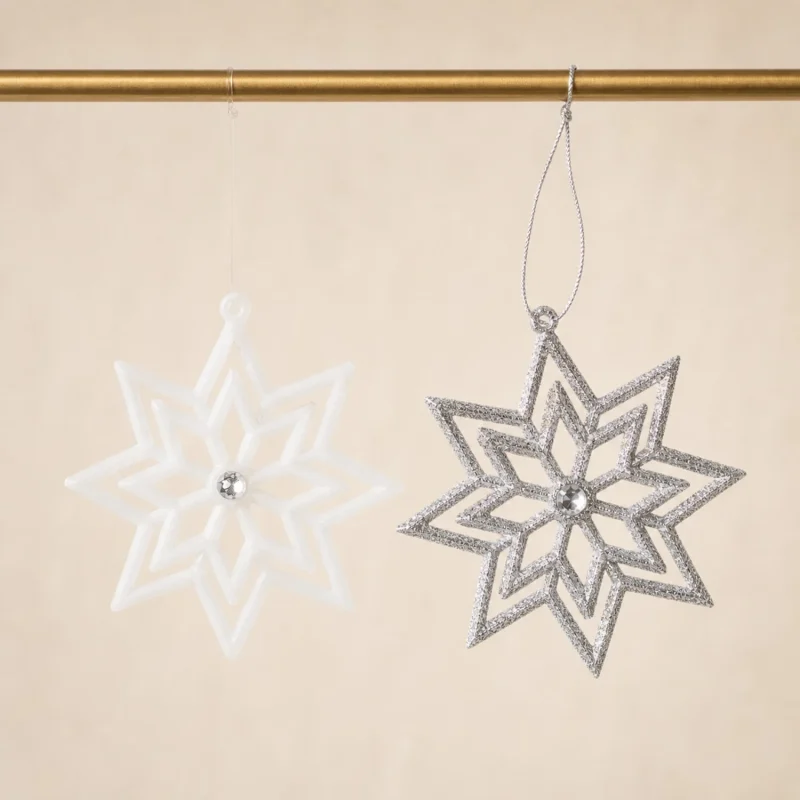 Hollow star h 12 cm 2 assortimenti bianco argento
