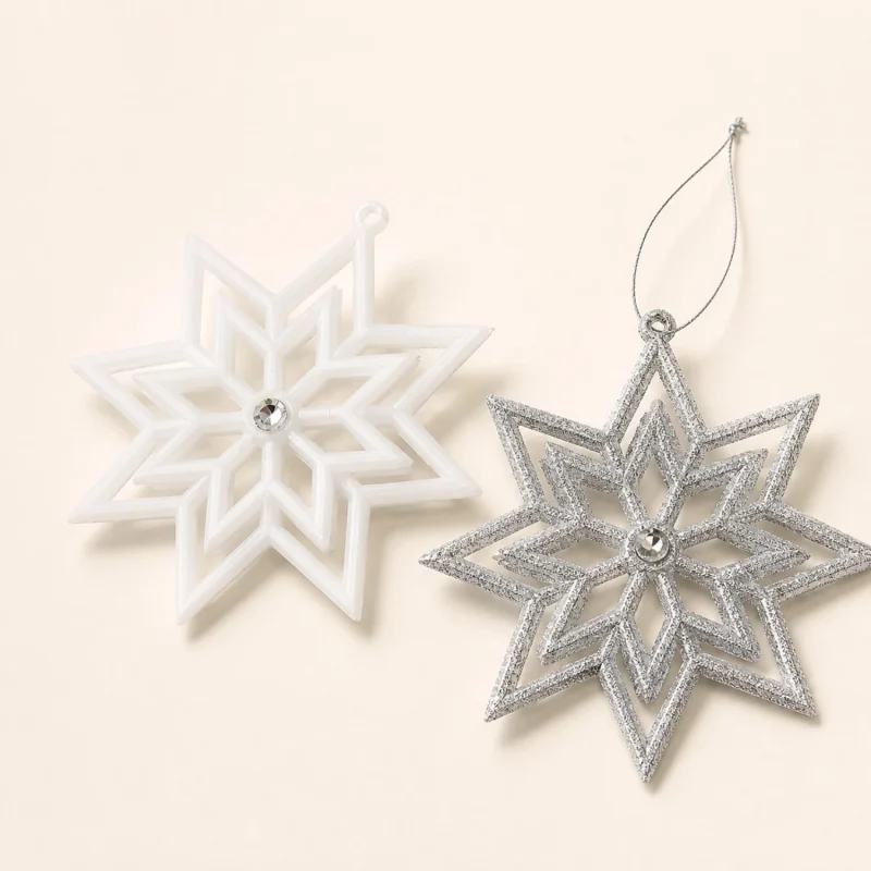Hollow star h 12 cm 2 assortimenti bianco argento
