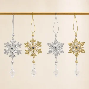 Fiocco di neve pendente cristallo oro argento