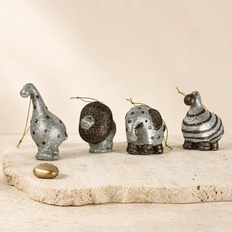 Set 4 Soggetti Safari h 10 cm 4 modelli champagne marrone