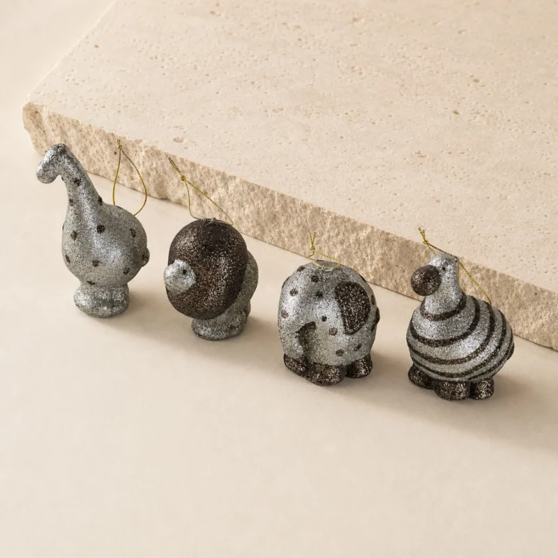 Set 4 Soggetti Safari h 10 cm 4 modelli champagne marrone