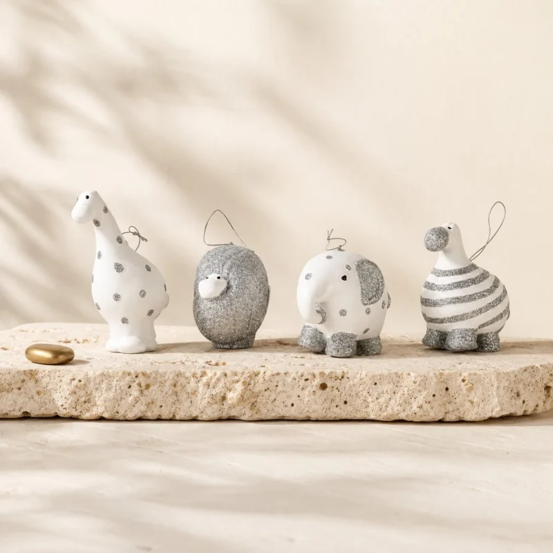 Soggetti Safari h 10 cm 4 modelli bianco argento