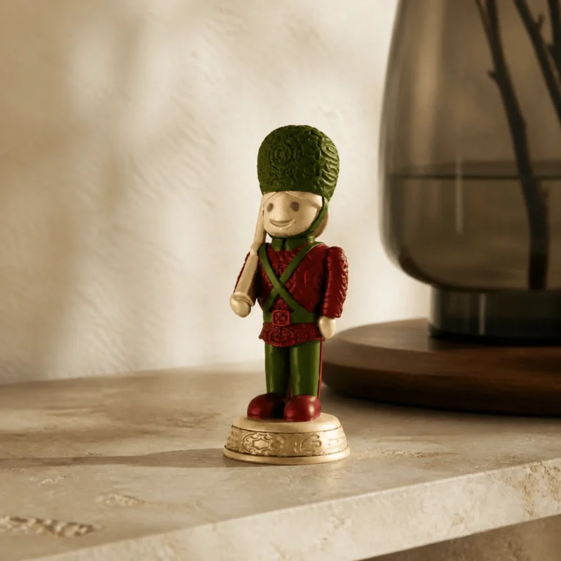 Soprammobile Arthur Kingsley Decorato a Mano Oro, Rosso e Verde