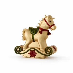 Soprammobile Cavallo Lisi Decorato a Mano nei Colori Oro, Rosso e Verde
