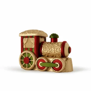 Soprammobile Locomotiva Treno Merano Decorato a Mano Colori Oro, Rosso e Verde